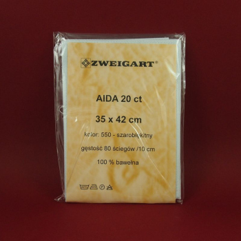 Aida 20ct Zweigart  nr550 kolor szarobłękitny 35x42cm