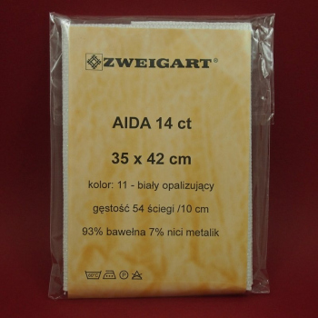Aida 14ct Zweigart  nr11 biała opalizująca 35x42cm